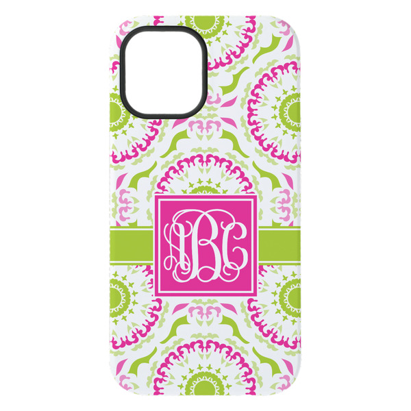Pink & Green Suzani iPhone 15 Plus Tough Case - Back