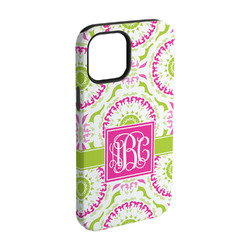 Pink & Green Suzani iPhone Case - Rubber Lined - iPhone 15 Pro (Personalized)