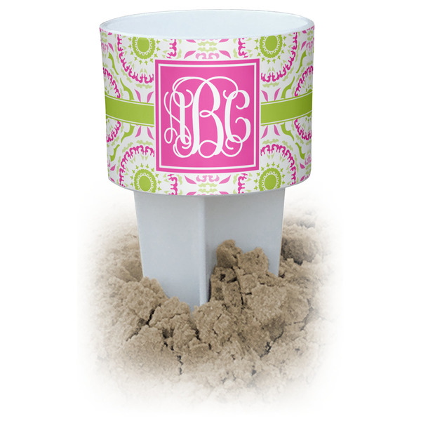 Custom Pink & Green Suzani Beach Spiker Drink Holder (Personalized)