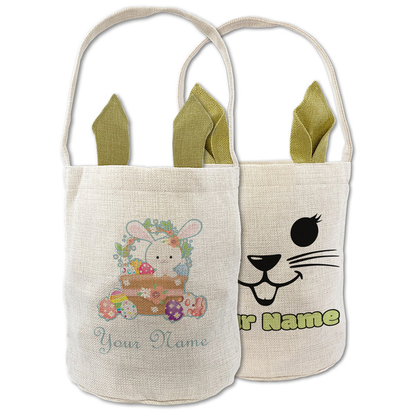 Custom Easter Bunny and Basket Double Sided Easter Basket (Personalized)