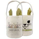 Easter Bunnies In A Line Double Sided Easter Basket (Personalized)