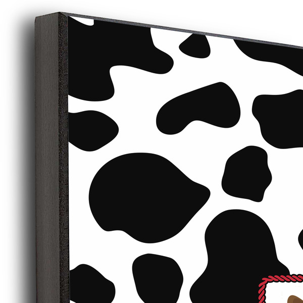 Cowprint w/Cowboy 11x14 Wood Print - Closeup