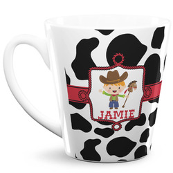 Cowprint w/Cowboy 12 Oz Latte Mug (Personalized)