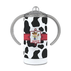 Cowprint w/Cowboy 12 oz Stainless Steel Sippy Cup (Personalized)