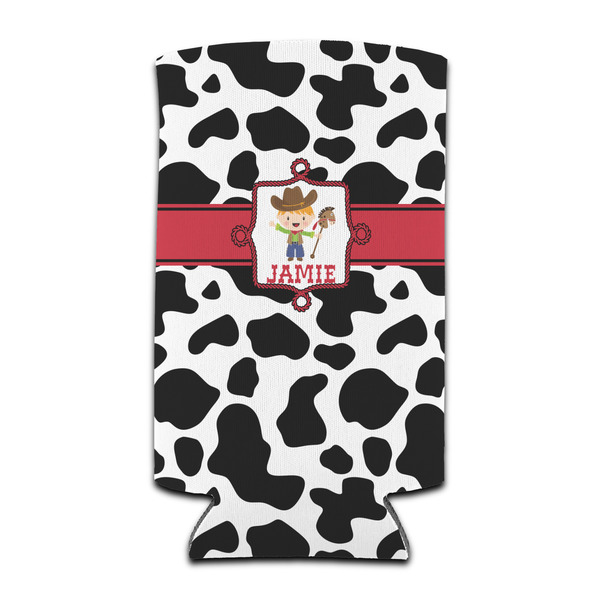 Custom Cowprint w/Cowboy Can Cooler (tall 12 oz) (Personalized)