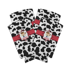 Cowprint w/Cowboy Can Cooler (tall 12 oz) - Set of 4 (Personalized)