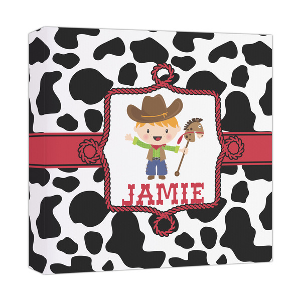 Custom Cowprint w/Cowboy Canvas Print - 12x12 (Personalized)