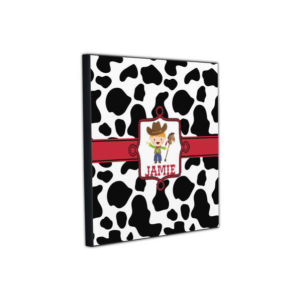 Cowprint w/Cowboy 12x12 Wood Print - Angle View