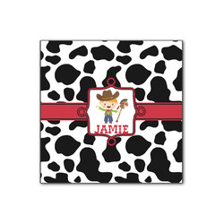 Cowprint w/Cowboy Wood Print - 12x12 (Personalized)