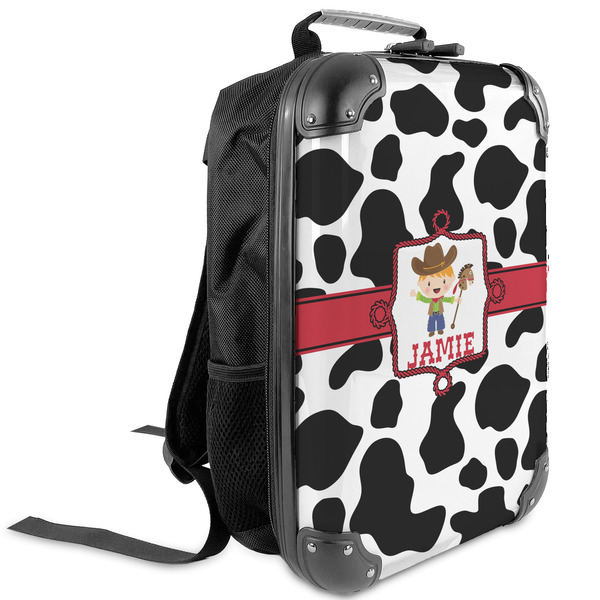 Custom Cowprint w/Cowboy Kids Hard Shell Backpack (Personalized)