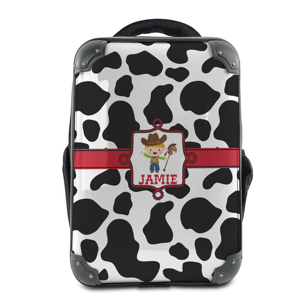 Custom Cowprint w/Cowboy 15" Hard Shell Backpack (Personalized)