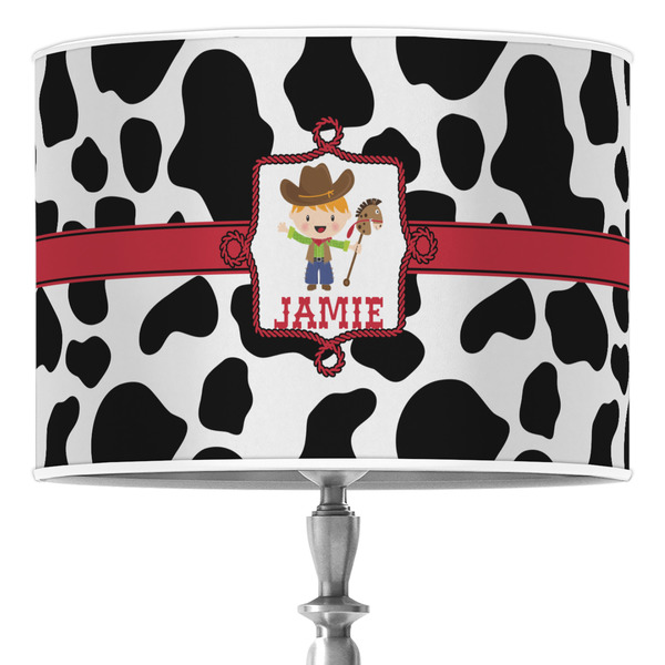 Custom Cowprint w/Cowboy Drum Lamp Shade (Personalized)