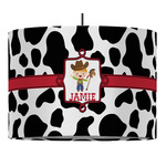 Cowprint w/Cowboy 16" Drum Pendant Lamp - Fabric (Personalized)