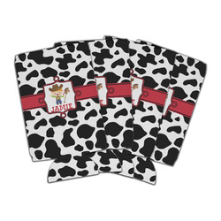 Cowprint w/Cowboy Can Cooler (16 oz) - Set of 4 (Personalized)