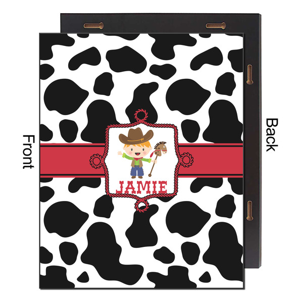 Cowprint w/Cowboy 16x20 Wood Print - Front & Back View