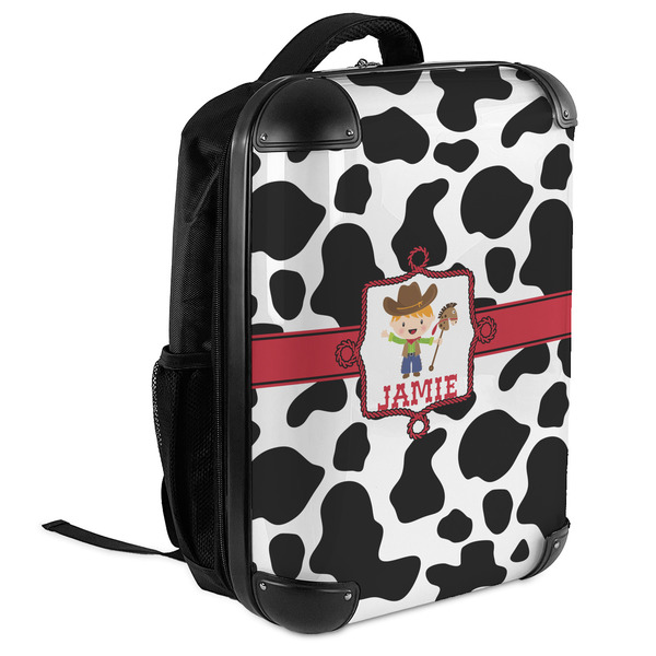 Cowprint w/Cowboy 18" Hard Shell Backpacks - ANGLED VIEW