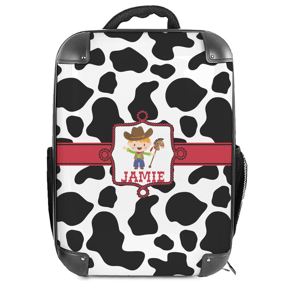 Custom Cowprint w/Cowboy 18" Hard Shell Backpack (Personalized)