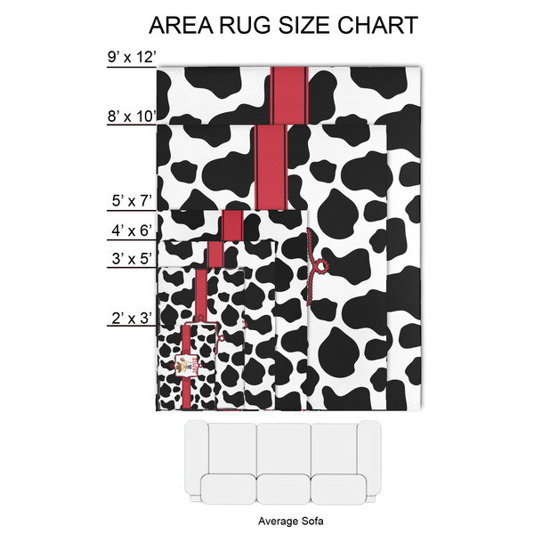 Cowprint w/Cowboy 2'x3' Indoor Area Rugs - Size Chart