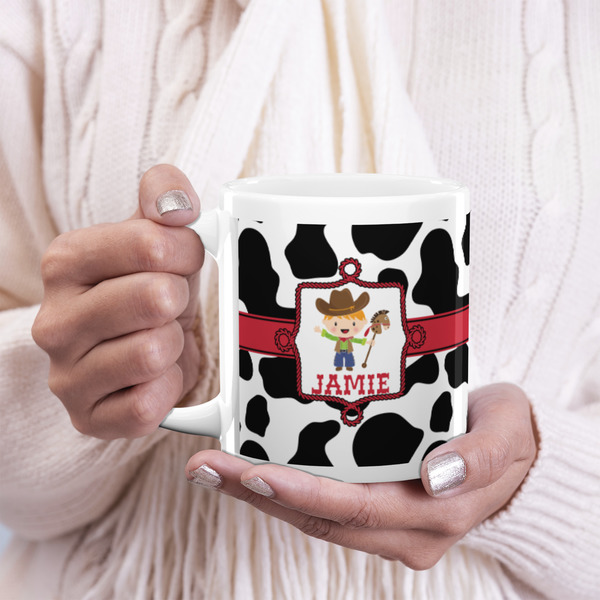 Cowprint w/Cowboy 20oz Coffee Mug - LIFESTYLE