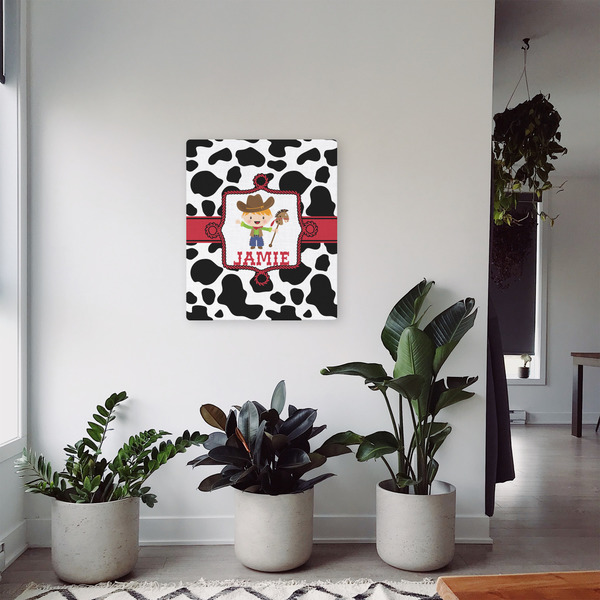 Cowprint w/Cowboy 20x24 - Canvas Print - In Context