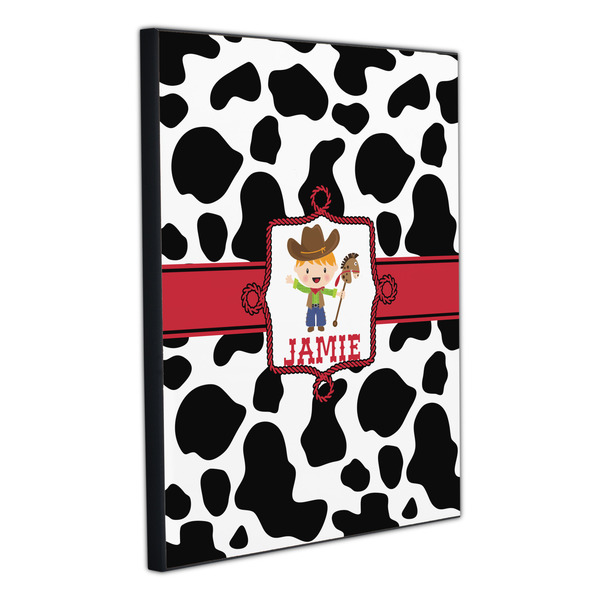 Cowprint w/Cowboy 20x24 Wood Print - Angle View