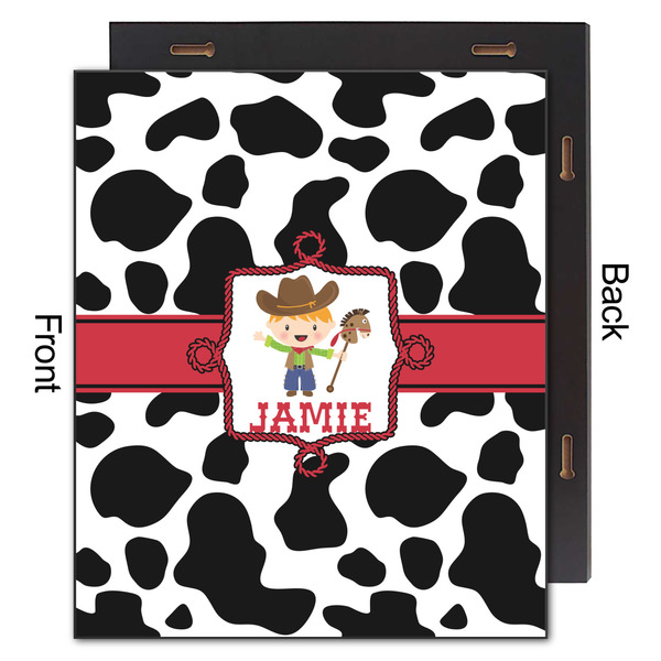 Cowprint w/Cowboy 20x24 Wood Print - Front & Back View