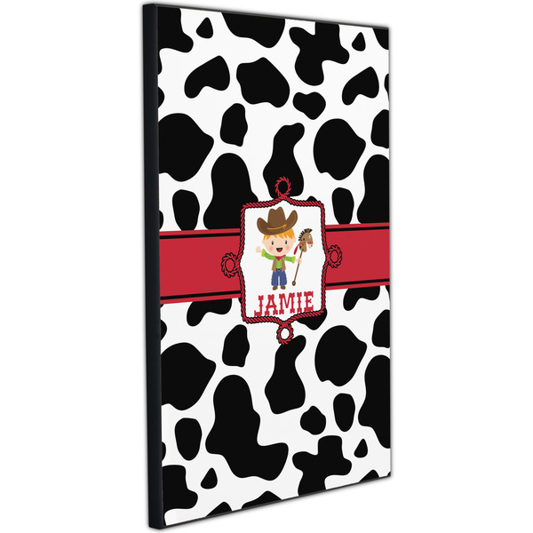 Cowprint w/Cowboy 20x30 Wood Print - Angle View