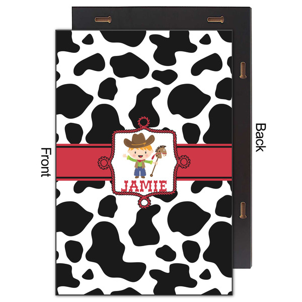 Cowprint w/Cowboy 20x30 Wood Print - Front & Back View