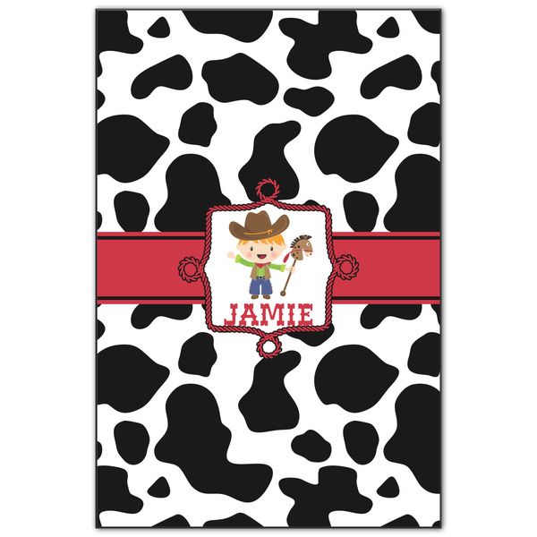 Custom Cowprint w/Cowboy Wood Print - 20x30 (Personalized)