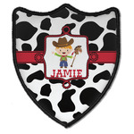 Cowprint w/Cowboy Iron On Shield Patch B w/ Name or Text