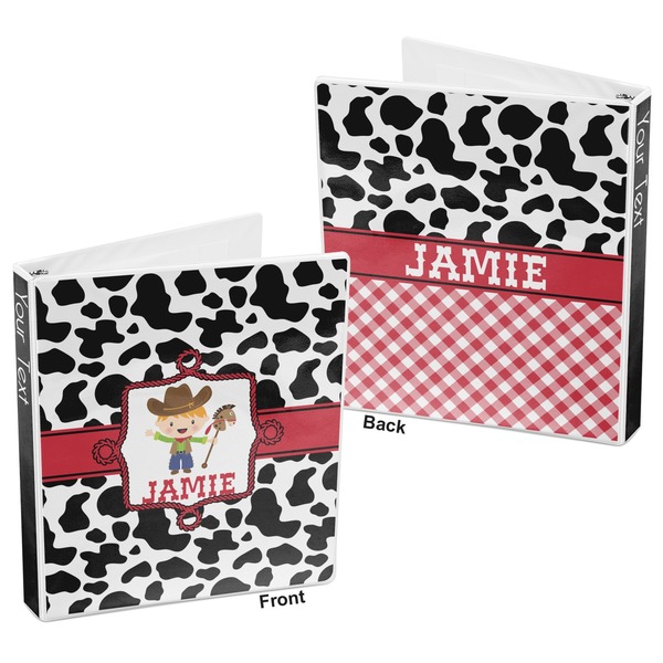 Cowprint w/Cowboy 3-Ring Binder Front and Back