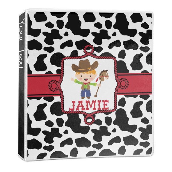 Custom Cowprint w/Cowboy 3-Ring Binder - 1 inch (Personalized)