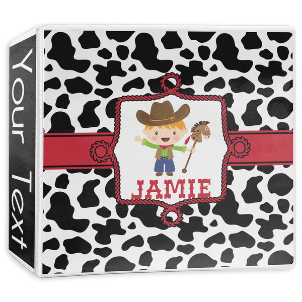 Custom Cowprint w/Cowboy 3-Ring Binder - 3 inch (Personalized)