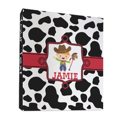 Cowprint w/Cowboy 3 Ring Binder - Full Wrap - 1" (Personalized)