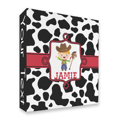 Cowprint w/Cowboy 3 Ring Binder - Full Wrap (Personalized)