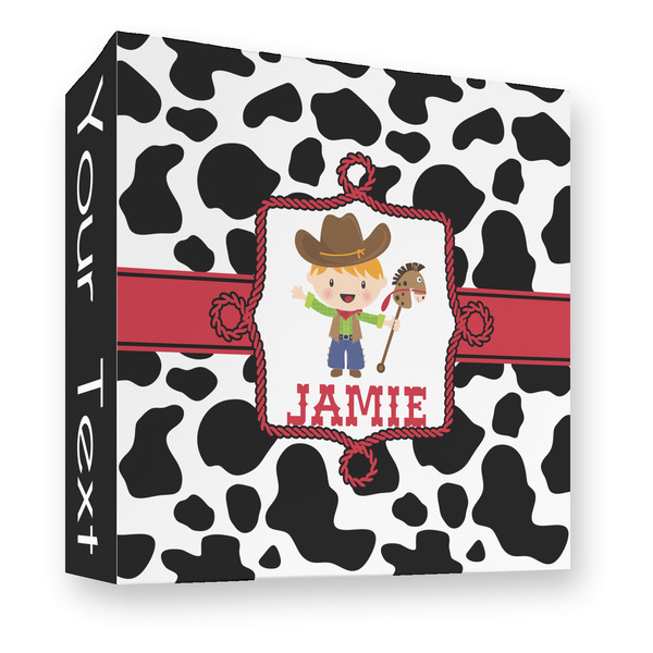 Custom Cowprint w/Cowboy 3 Ring Binder - Full Wrap - 3" (Personalized)