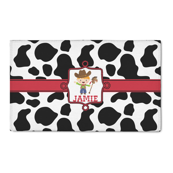 Custom Cowprint w/Cowboy 3' x 5' Indoor Area Rug (Personalized)