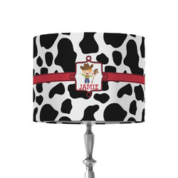 Cowprint w/Cowboy 8" Drum Lamp Shade - Fabric (Personalized)