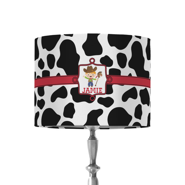 Custom Cowprint w/Cowboy 8" Drum Lamp Shade - Fabric (Personalized)