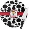 Cowprint w/Cowboy Round Glass Cutting Board - Small (Personalized)