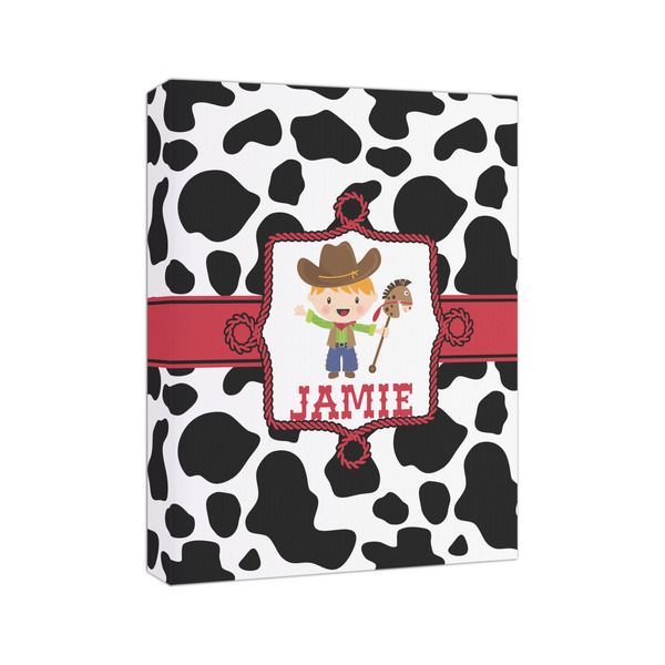 Cowprint w/Cowboy 8x10 - Canvas Print - Angled View