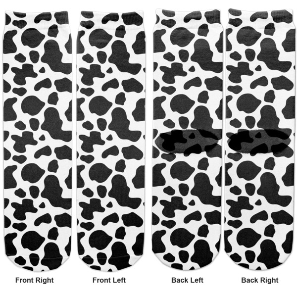 Cowprint w/Cowboy Adult Crew Socks - Double Pair - Front and Back - Apvl