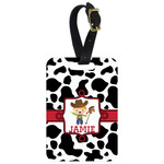 Cowprint w/Cowboy Metal Luggage Tag w/ Name or Text