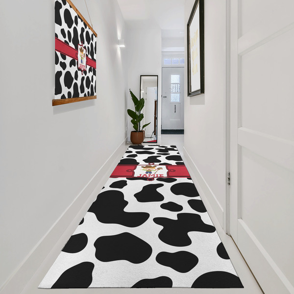 Cowprint w/Cowboy Area Rug Sizes - In Context (vertical)