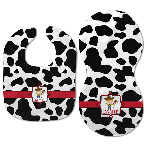 Cowprint w/Cowboy Baby Bib & Burp Set - Approval (new bib & burp)