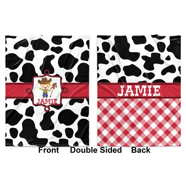 Cowprint w/Cowboy Baby Blanket (Double Sided - Printed Front and Back)