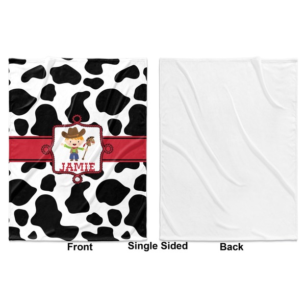 Cowprint w/Cowboy Baby Blanket (Single Side - Printed Front, White Back)