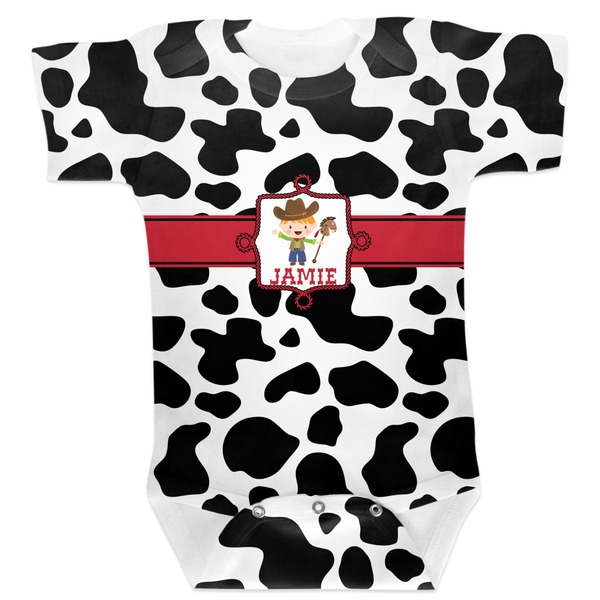 Custom Cowprint w/Cowboy Baby Bodysuit 0-3 (Personalized)