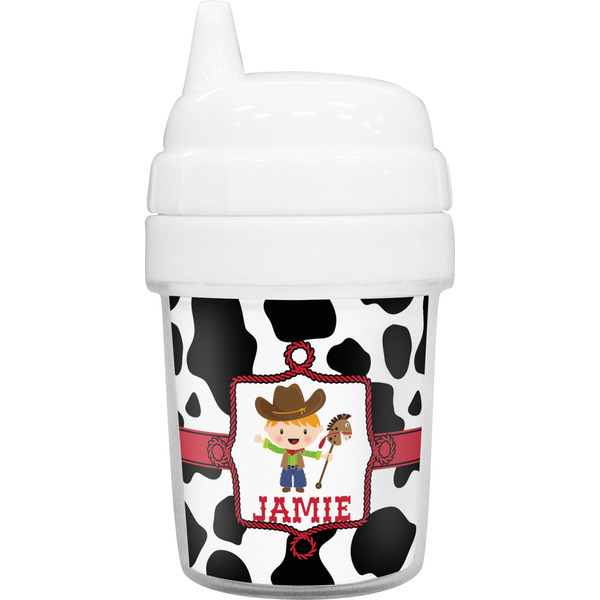 Custom Cowprint w/Cowboy Baby Sippy Cup (Personalized)