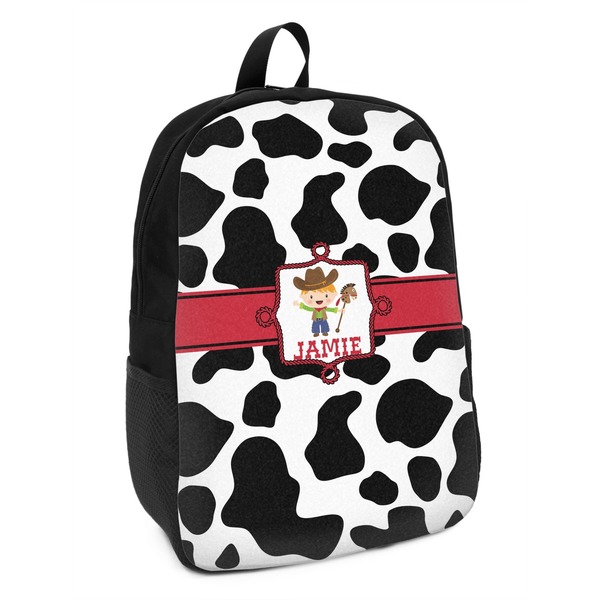 Custom Cowprint w/Cowboy Kids Backpack (Personalized)